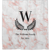 バラ金ゴールドピンク大理石科モノグラムエレガント シャワーカーテン (正面)