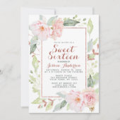 バラ金ゴールドピンク幾何グリッターSweet sixteenInv 招待状 (正面)