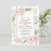 バラ金ゴールドピンク幾何グリッターSweet sixteenInv 招待状 (スタンド正面)