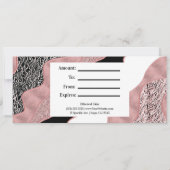 バラ金ゴールドピンク抽象芸術波モダングラムトレンディー 招待状 (裏面)