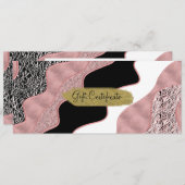 バラ金ゴールドピンク抽象芸術波モダングラムトレンディー 招待状 (正面/裏面)