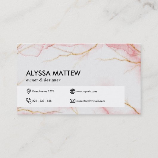 バラ金ゴールドピンク水色グリッター光沢のあるカスタム 名刺 (裏面)