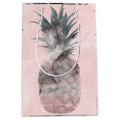 バラ金ゴールドピンク熱帯夏パイナップルパーティー ミディアムペーパーバッグ (正面)