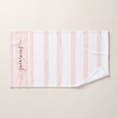 バラ金ゴールドピンク白ストライプモノグラム名 ハンドタオル (ハンドタオル)