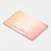 バラ金ゴールドピンク素朴な大理石モノグラムのスクリプト ポストイット (アングル)