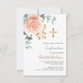 バラ金ゴールドピンク緑金ゴールド交差確認 招待状 (正面)