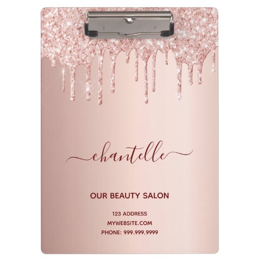 バラ金ゴールドピンク美しいサロン事業 クリップボード (正面)