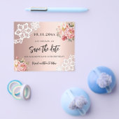 バラ金ゴールドピンク花模様誕生日を保存 チラシ (シングル)