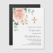 バラ金ゴールドピンク花金ゴールド贅沢な確認 マグネット招待状 (正面/裏面)