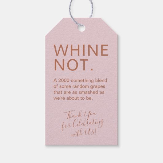 バラ金ゴールドピンク誕生日おもしろいカスタムワインの好意 ギフトタグ (正面)