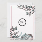 バラ金ゴールドピンク赤面植物性結婚の結婚 招待状 (裏面)