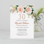 バラ金ゴールドピンク赤面30thバースデーフォイル招待状 箔招待状 (立ち正面)