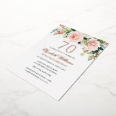 バラ金ゴールドピンク赤面70誕生日フォイル招待状 箔招待状 (回転した状態)