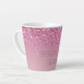 バラ金ゴールドピンク金ゴールドグリッタースパークル カフェラテマグ (左アングル)