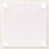 バラ金ゴールドピンク金ゴールドグリッタースパークル ガラスコースター (裏面)