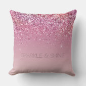 バラ金ゴールドピンク金ゴールドグリッタースパークル クッション (正面)