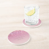 バラ金ゴールドピンク金ゴールドグリッタースパークル コースター (側面)