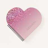 バラ金ゴールドピンク金ゴールドグリッタースパークル ノートブック (正面)