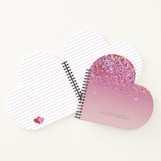 バラ金ゴールドピンク金ゴールドグリッタースパークル ノートブック (内部)