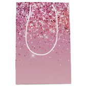 バラ金ゴールドピンク金ゴールドグリッタースパークル ミディアムペーパーバッグ (正面)