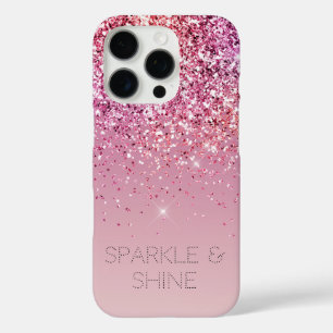 バラ金ゴールドピンク金ゴールドグリッタースパークル iPhone 16 PROケース