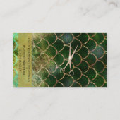 バラ金ゴールドピンク金ゴールドグリーンマーメイド美容師 名刺 (裏面)