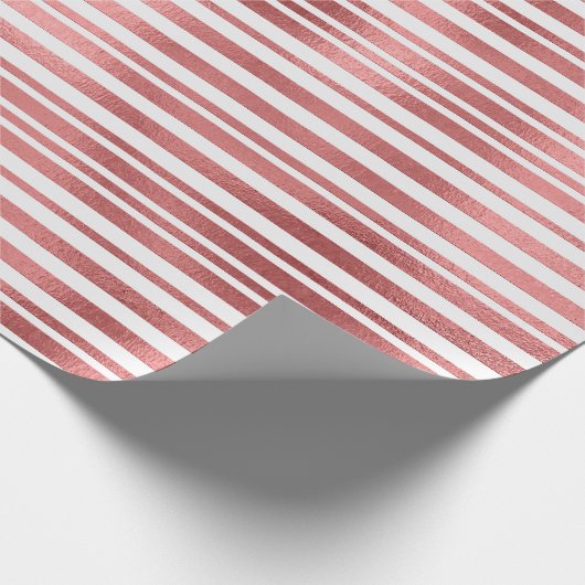 バラ金ゴールドピンク金属ストライプ粒子 ラッピングペーパー (角)