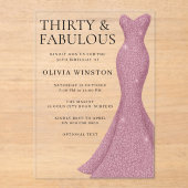 バラ金ゴールドピンク30歳と素晴らしい30歳の誕生日 アクリル招待状 (正面)