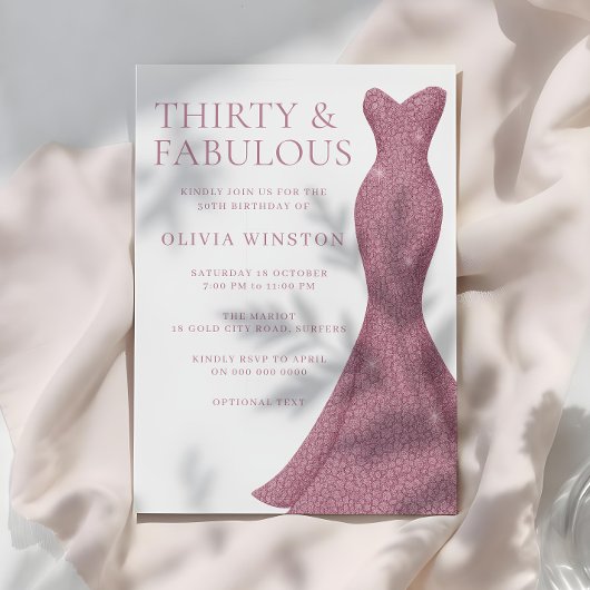 バラ金ゴールドピンク30歳と素晴らしい30歳の誕生日 招待状