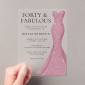 バラ金ゴールドピンク40thと素晴らしい40th誕生日 アクリル招待状 (インサイチュ (ポータブル))