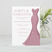 バラ金ゴールドピンク40thと素晴らしい40th誕生日 招待状 (スタンド正面)