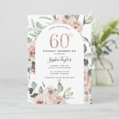 バラ金ゴールドピンク60番目の誕生日招待状 招待状 (スタンド正面)