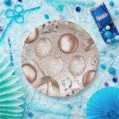 バラ金ゴールドピンク&グリッターバルーンSweet 16パーティー ペーパープレート (パーティー)