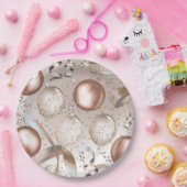 バラ金ゴールドピンク&グリッターバルーンSweet 16パーティー ペーパープレート (パーティー)