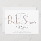 バラ金ゴールドピンク&グレースクリプトモダンブライダルシャワー 招待状 (正面)