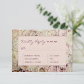 バラ金ゴールドピンク/図RSVPカードバラ背景 出欠カード (スタンド正面)