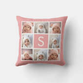 バラ金ゴールドピンク – 8フォトコラージュとモノグラム クッション (裏面)