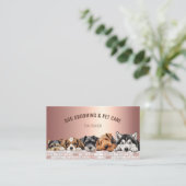 バラ金ゴールドピンクQRコードソーシャルメディアドッググルーミング 名刺 (スタンド正面)