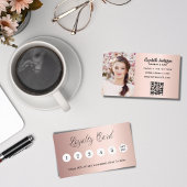 バラ金ゴールドピンクqrコード写真エレガント ロイヤリティカード