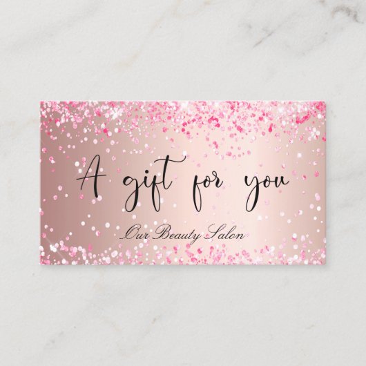 バラ金ゴールドピンクqrコード商品券 名刺 (正面)