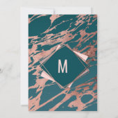 バラ金ゴールドピーコックティール（緑がかった色）マーブルダイヤモンド結婚ズ 招待状 (裏面)