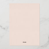 バラ金ゴールドピーチおよび赤面結婚フローラ 箔招待状 (裏面)