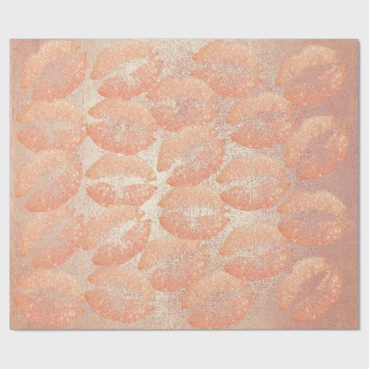 バラ金ゴールドピーチグリッターキスリップメイクアップメタリック ラッピングペーパー (フラット)