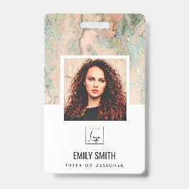 バラ金ゴールドピーチグリーン従業員フォトバーコード名 バッジ