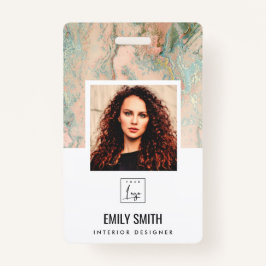 バラ金ゴールドピーチグリーン従業員フォトバーコード名 バッジ