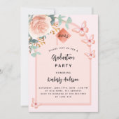 バラ金ゴールドピーチフローラアーチ卒業パーティー 招待状 (正面)