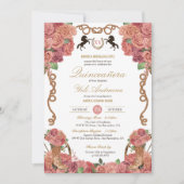 バラ金ゴールドピーチフローラチャロランチキンセアニラ 招待状 (正面)