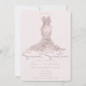 バラ金ゴールドピ離れンククのグラムドレススウィート16パーティー 招待状 (正面)