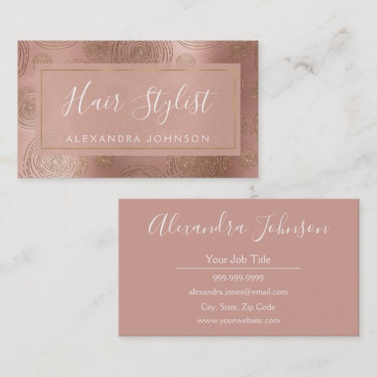 バラ金ゴールドファッションと美しい円パターン 名刺 (正面/裏面)