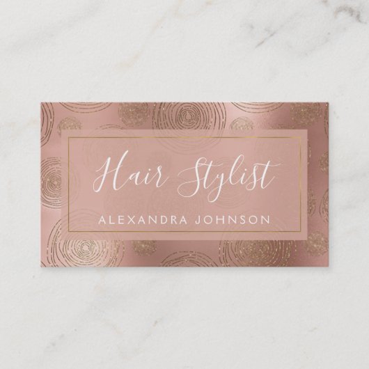 バラ金ゴールドファッションと美しい円パターン 名刺 (正面)